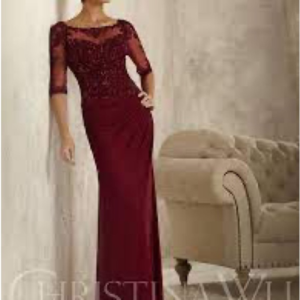 Christina Wu cranberry MOB gown